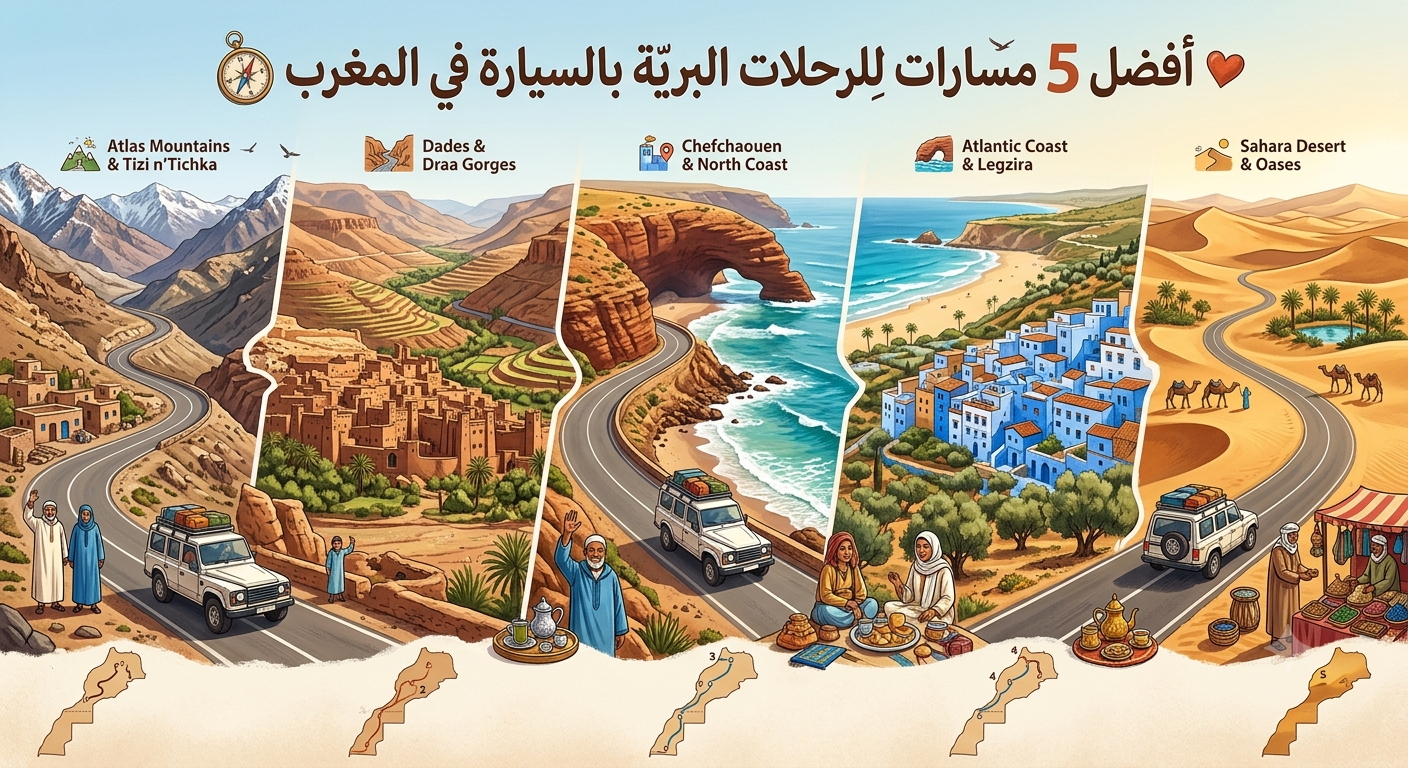 Les 5 meilleurs itinéraires de road trip à faire en voiture au Maroc